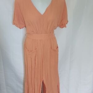 Peach prairie cottage core style dress 4 small